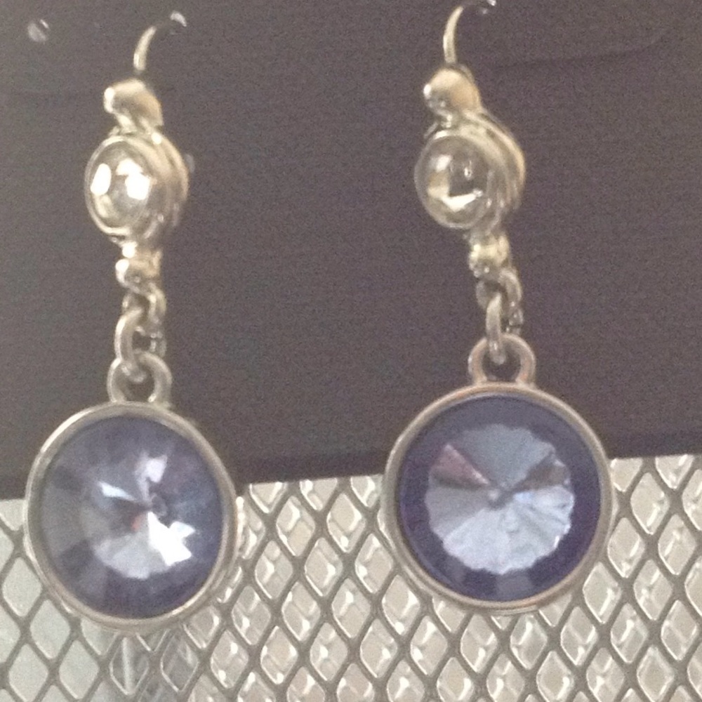 WH|BM Silver drop earrings blue precious stone